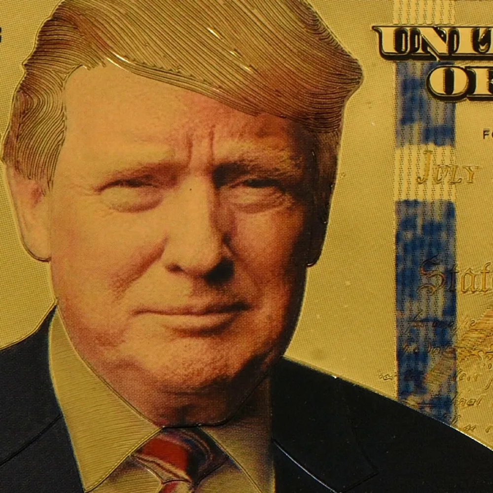 10 шт. в упаковке Принт Дональд Трамп Раскрашенная $100 цена долларах золото Фольга