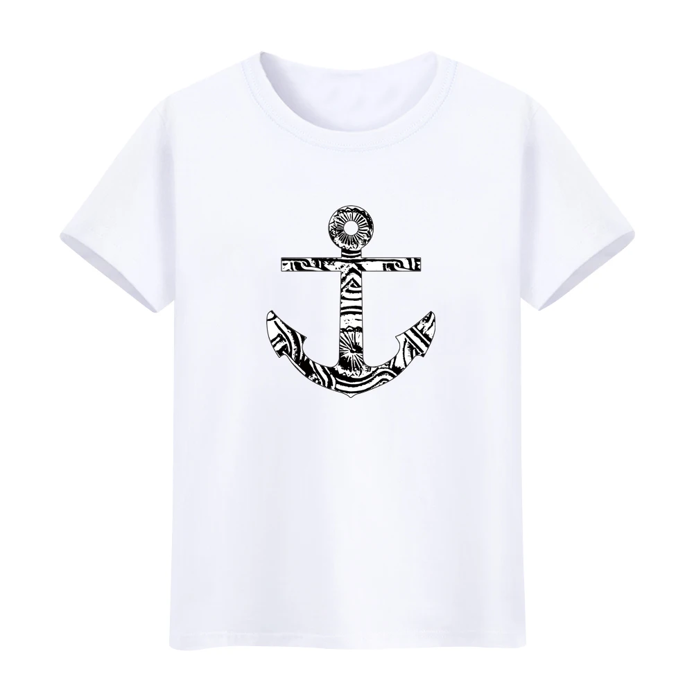 Новинка 2017 года женские Модные якорь печатных короткий рукав Футболка летний топ