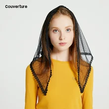 Diseño de Couverture para mujer, diadema a la moda, Mantilla para iglesia, velo de encaje de marfil, bufanda triangular de masa católica, hijab