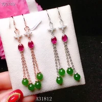 kjjeaxcmy fine jewelry 925 pure silver inlaid natural emerald female earring support test