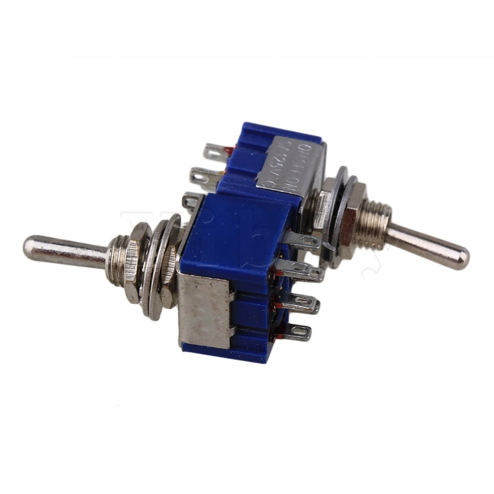 Yibuy 20 шт синий 3 полосный AC 125V 6A двухполюсный DPDT ВКЛ/ВЫКЛ/вкл Тип 3P тумблер|Детали и