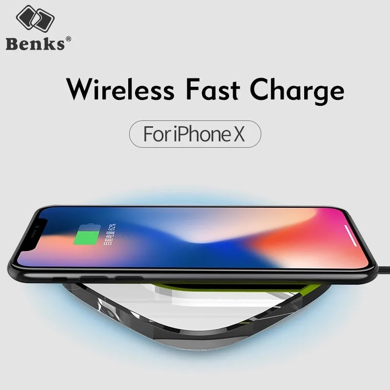 Benks Qi Беспроводной быстрого зарядного устройства для iPhone X 8 плюс светодиодный