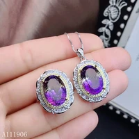 kjjeaxcmy boutique jewelry 925 sterling silver inlaid amethyst gemstone female ring necklace pendant new big ring face qwert