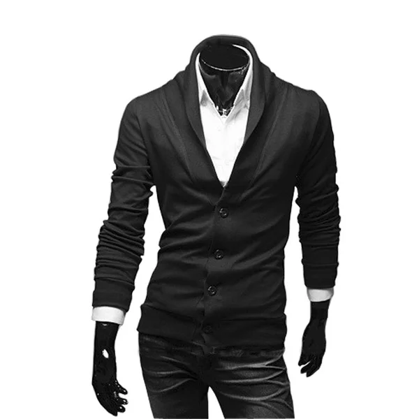 Новый мужской двубортный узкий кардиган с длинным рукавом | Мужская одежда