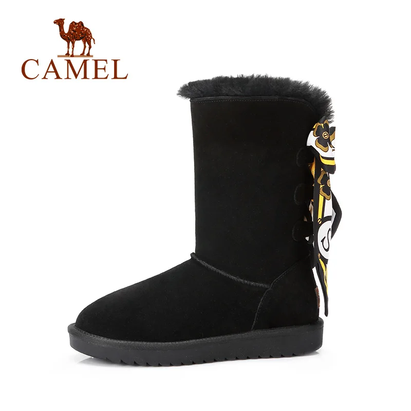 CAMEL/зимние сапоги Новинка 2018 года модные высокие на низком каблуке элегантный
