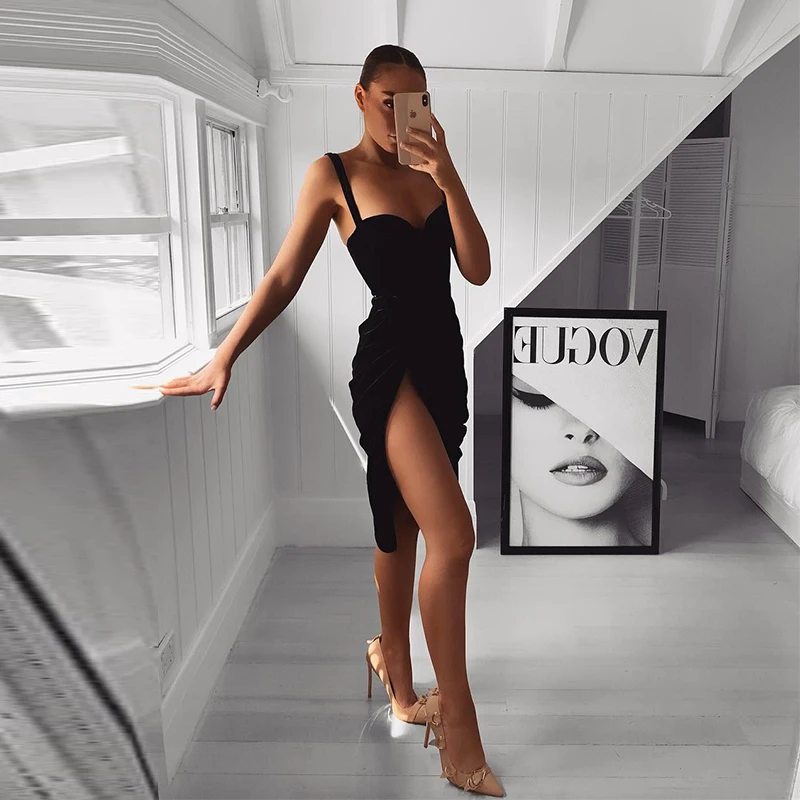 Черное облегающее платье Ocstrade высокое качество | Женская одежда