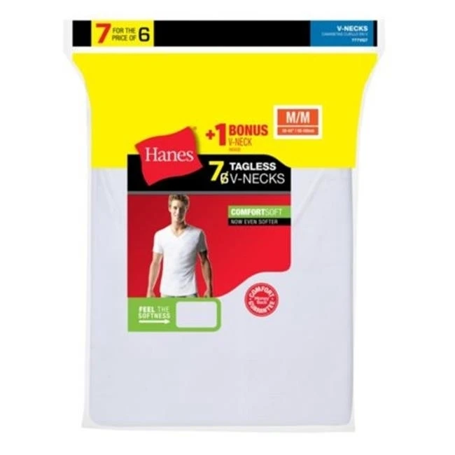 Hanes 43935542856 777VG7 мужская майка с v образным вырезом белая Extra Large 7 Pack|Спортивные топы|