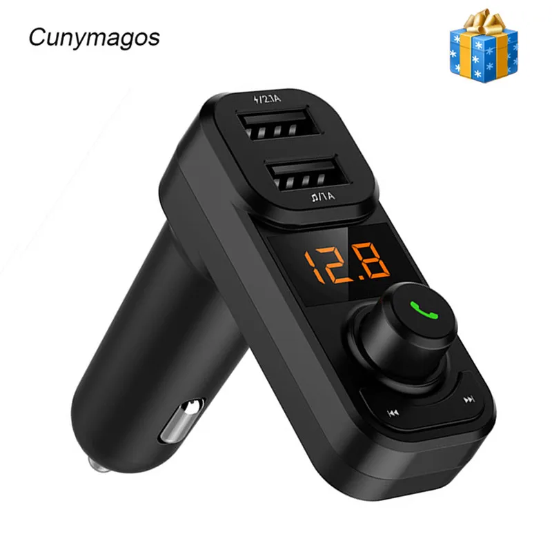 Беспроводные FM передатчики дисплей напряжения двойной USB автомобильный аудио mp3