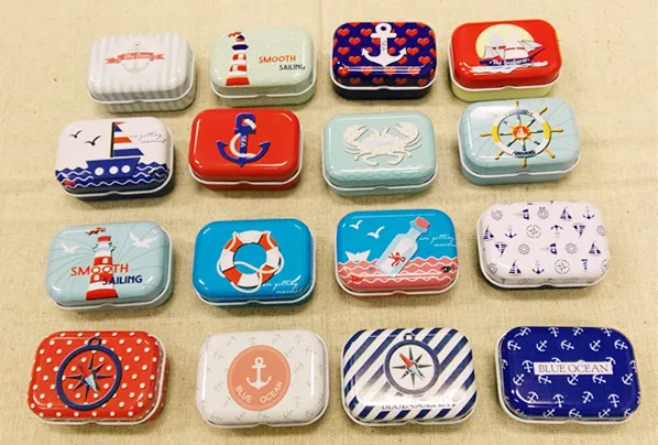 Море Стиль Мини жестяная коробка металлические монеты заставки украшения чехол