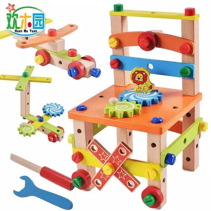 

Montessori for kid Children's educational toys Chair designer set of tools wooden toys gifts for Girls Boys shipping from Russia