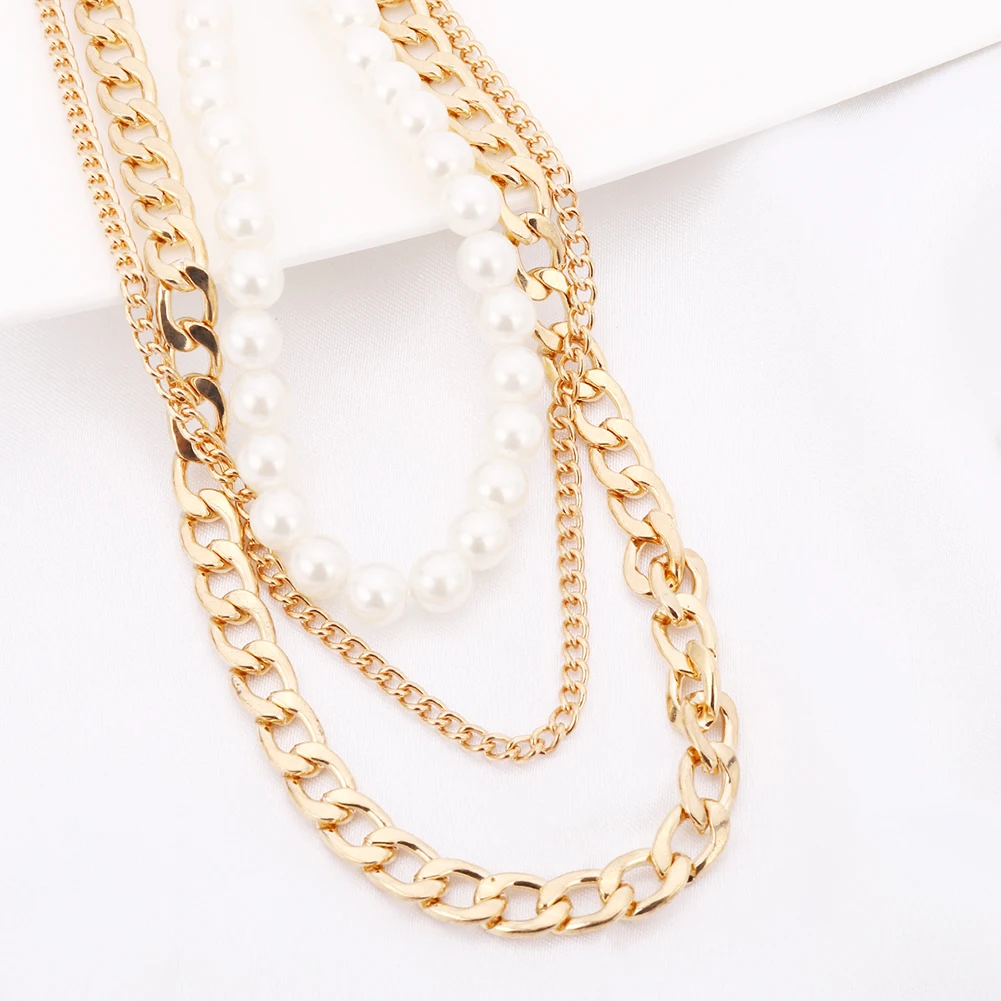 Мода искусственный жемчуг Многослойная Сеть Цепочки и ожерелья Для женщин