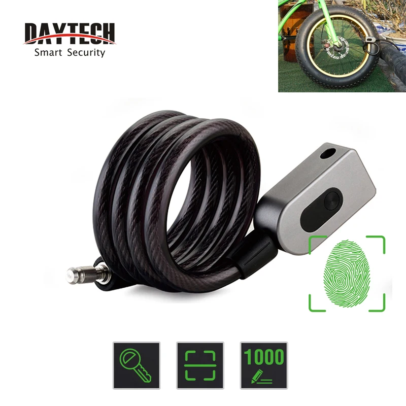 Противоугонный велосипедный замок DAYTECH со сканером отпечатков пальцев для