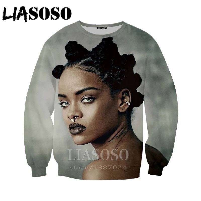 LIASOSO новые зимние женские/мужские сексуальные толстовки Rihanna 3D принт Толстовка