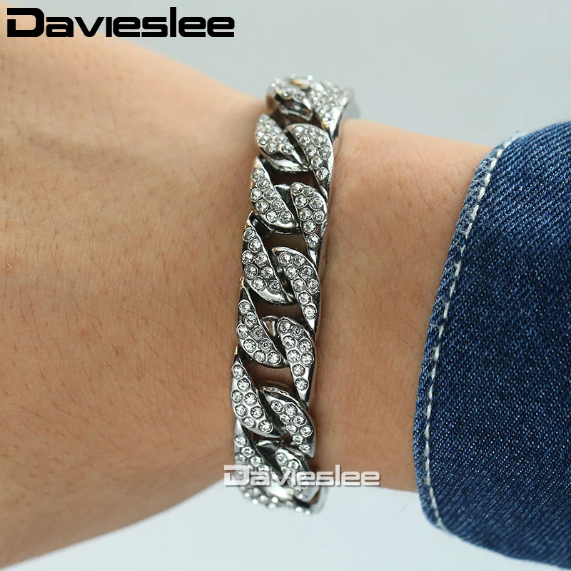 Мужской браслет Davieslee 14 мм 20 см для женщин ювелирные изделия панцирная кубинская