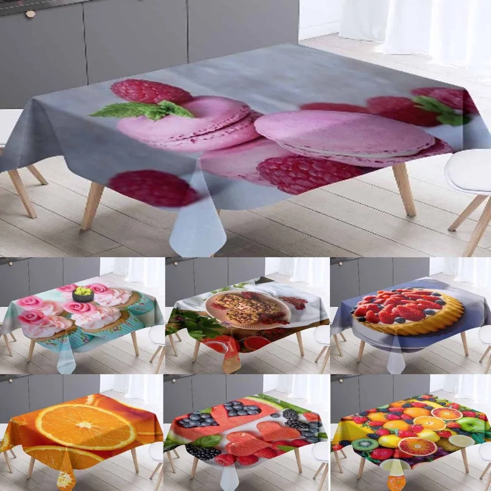 

Else Wood on Cupcakes Fresh Fruits 3d Tablecloth Pattern Washable Dustproof Thicken Cotton Cloth Rectangular Square Table Cloth