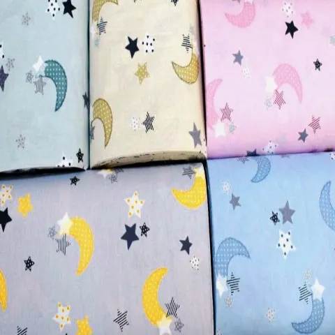 Хлопковая ткань с рисунком Луны и звезды|Ткань| |