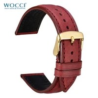 wocci watchband for men women 14mm 18mm 20mm 22mm nubuck genuine leather watch strap belt red blue black bracelet for watches
