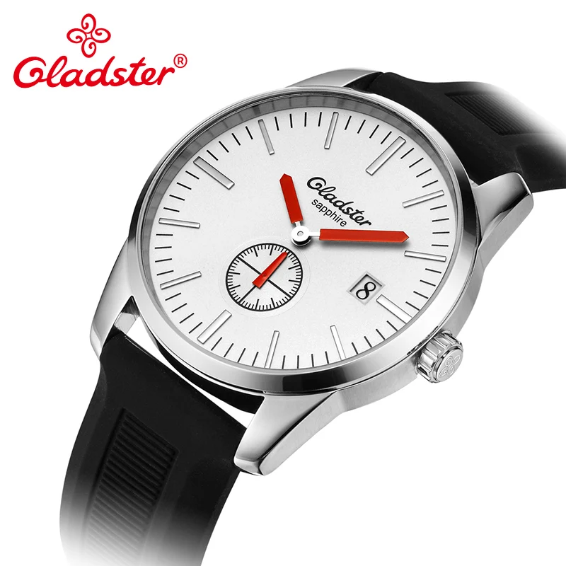 Роскошные спортивные силиконовые мужские часы Gladster с календарем японские