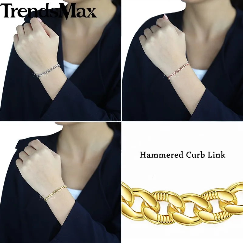 Женский браслет Trendsmax желтая/белая/Розовая/Золотая цепь 5 мм 20 см|women bracelet|bracelet
