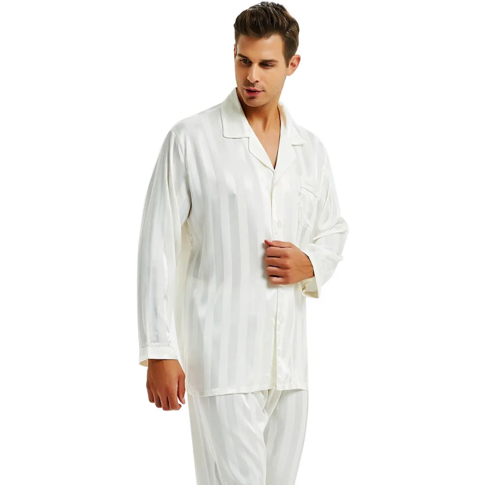 Мужская шелковая атласная пижама комплект для отдыха S M L XL 2XL 3XLL 4XL|mens silk satin