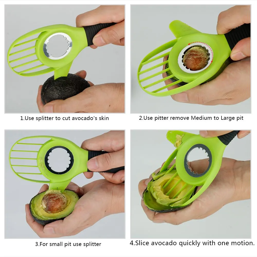 3 in 1 Avocado Slicer Tool Works as a Splitter Pitter and Cutter knife peeler scoop with Comfort-Grip Handle (Green-Slicer) | Дом и сад