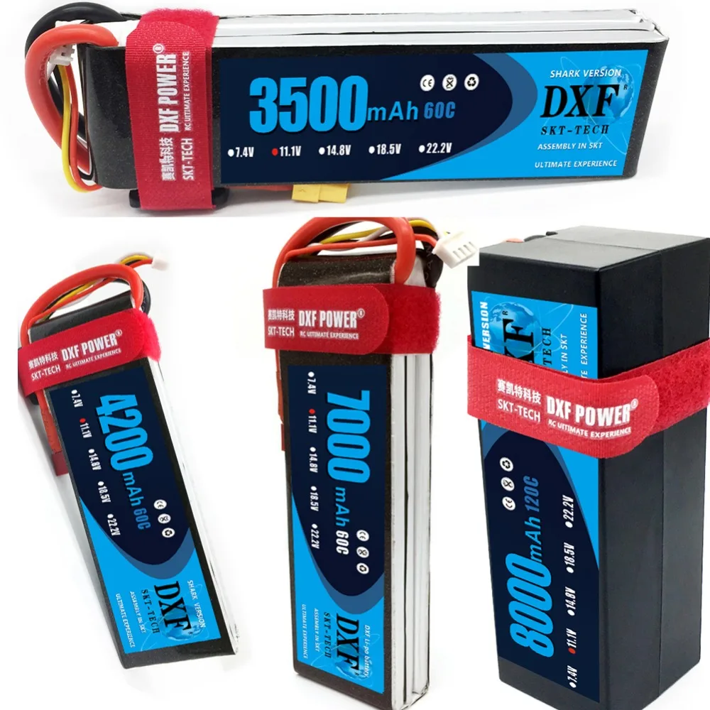 2 шт. DXF lipo Батарея 3S 11,1 V 3500 мА/ч, 4200 мА/ч, 7000 мА/ч, 8000 мА/ч, 60C 120C 240C для 1/10 1/8 RC автомобиль грузовик FPV, вертолет-Дрон