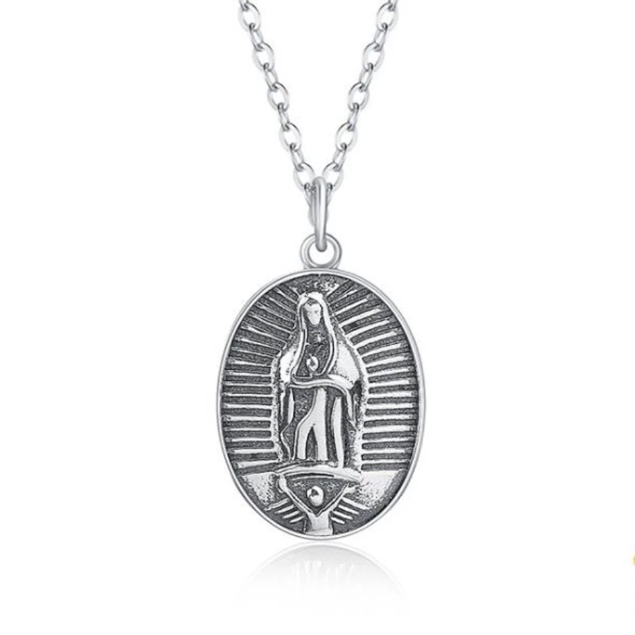 Vintage 925 Sterling Silver Coin Pendants Necklaces Oval Charms Rope Chain Gold Medal Pendant Religious Necklace for Women Men | Украшения