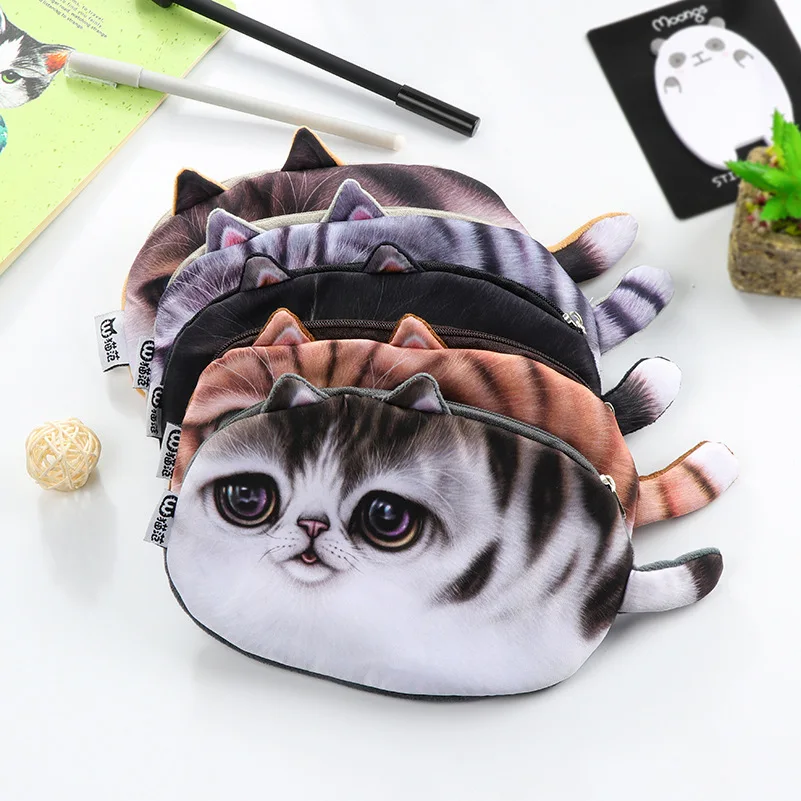 Кавайный чехол для карандаша фланелевые милые карандаши с котами сумка