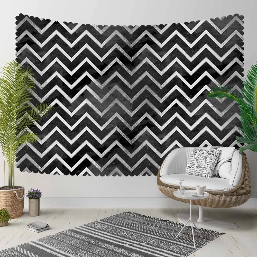 

Else Gray White Stripes Lines Geometric Nordec 3D Print Decorative Hippi Bohemian Wall Hanging Landscape Tapestry Wall Art