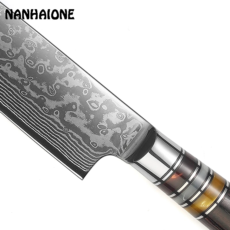 NANHAIONE, высокое качество, 8 дюймов, универсальные поварские ножи, 67 слоев, дамасская сталь, кухонные ножи, острый Кливер, Подарочный нож CL106