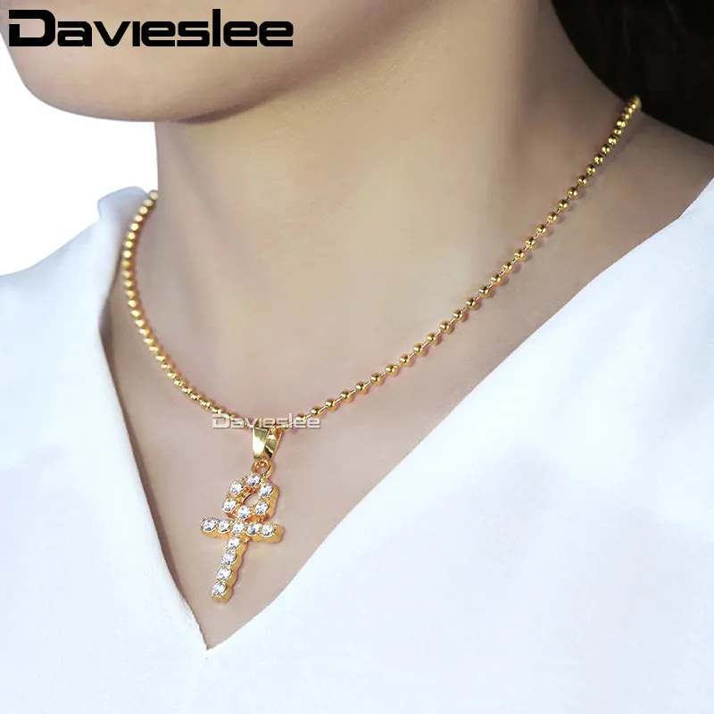 Davieslee Iced Out Ankh Key Cross подвеска ожерелье Женская цепочка проложенная стразами