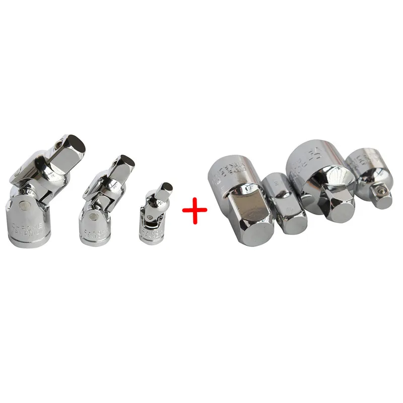 3PC Universal Joint & 4PC Socket Ratchet Converter Reducers Adaptors 1/2" 3/8" 1/4" Universal Joint CRV Ratchet Socket Adaptor
3PC Universal Joint & 4PC Socket Ratchet Converter Reducers Adaptors 1/2" 3/8" 1/4" Universal Joint CRV Ratchet Socket Adaptor