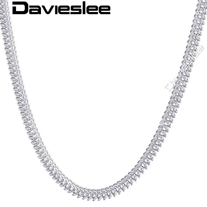 Davieslee мужские и женские цепочки и ожерелья Белое Золото Заполненные цепи плетеный Бисмарк ссылка ювелирных изделий подарок LGN371