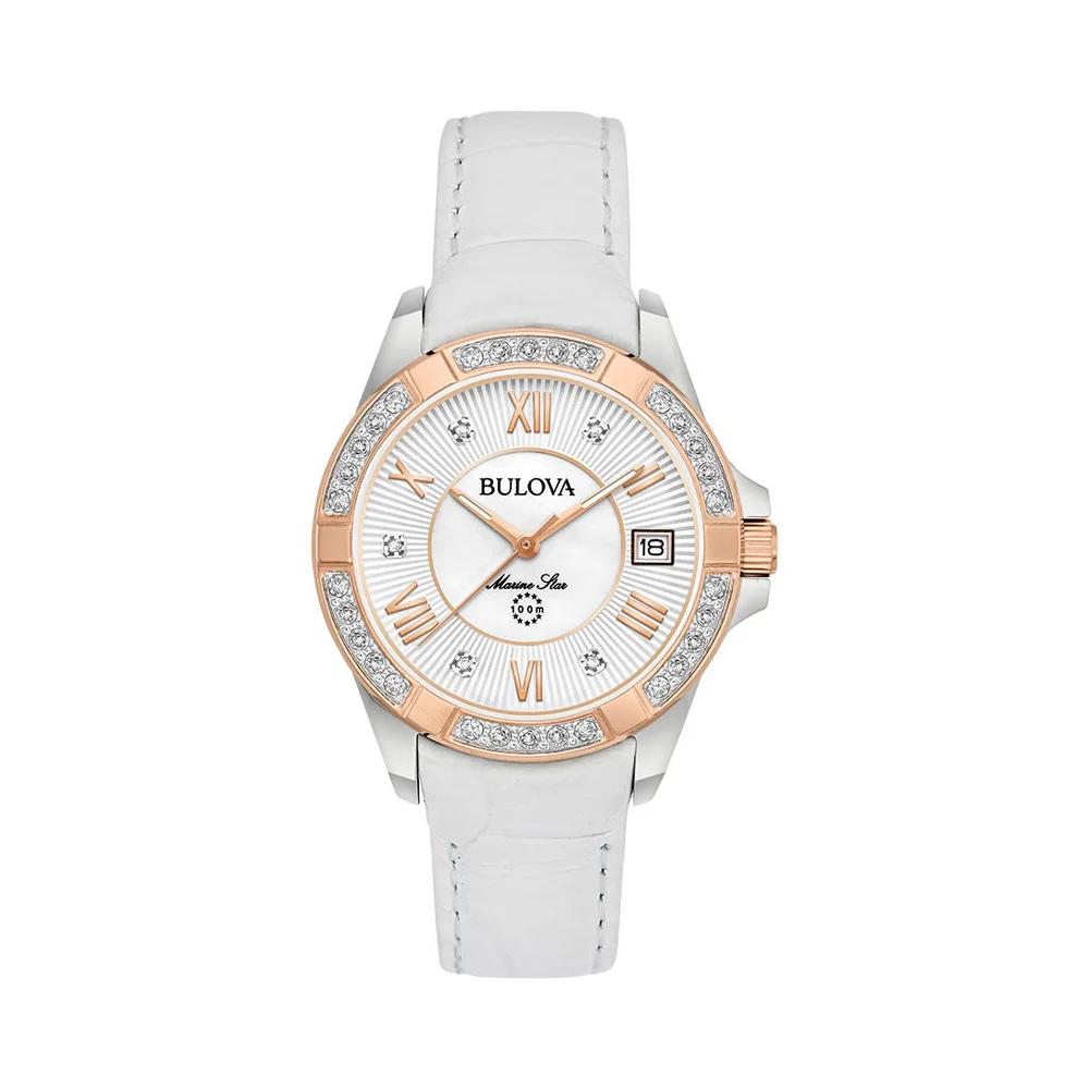 Наручные часы Bulova 98R233 женские кварцевые на кожаном ремешке|Женские наручные