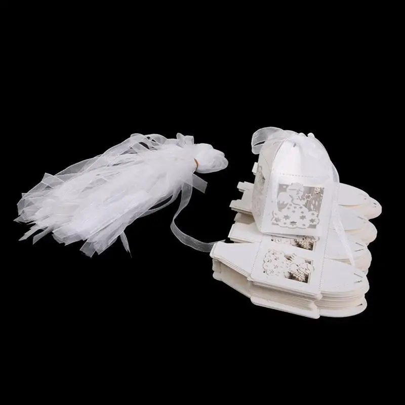 

50pcs Laser Cut Hollow Angel Star Baby Shower Box Gift Box Pearl Paper Candy Box Romantic Mariage Party Wedding Favor