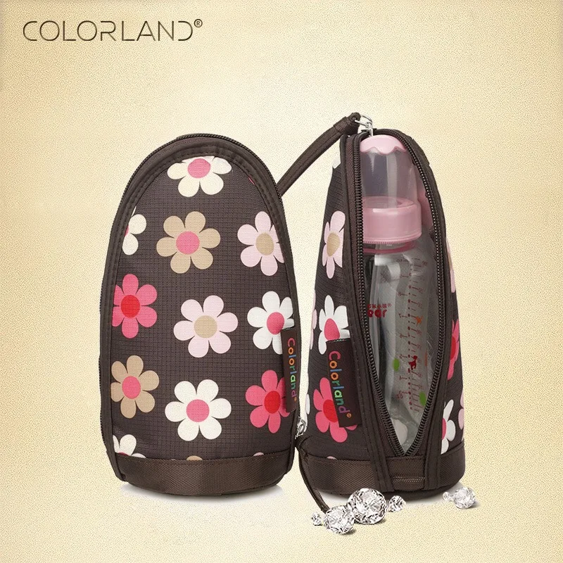 Цветная сумка COLOR.LAND Mummy Thermal Feeding Milk Bottle для термоса для кормления младенцев с изоляцией ручной сумки для переноски чашки с молоком и карманом для хранения на молнии.