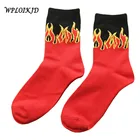WPLOIKJD Модные дизайнерские носки унисекс в стиле хип-хоп с рисунком красного пламени, живые жаккардовые огненные классические уличные длинные носки для скейтборда