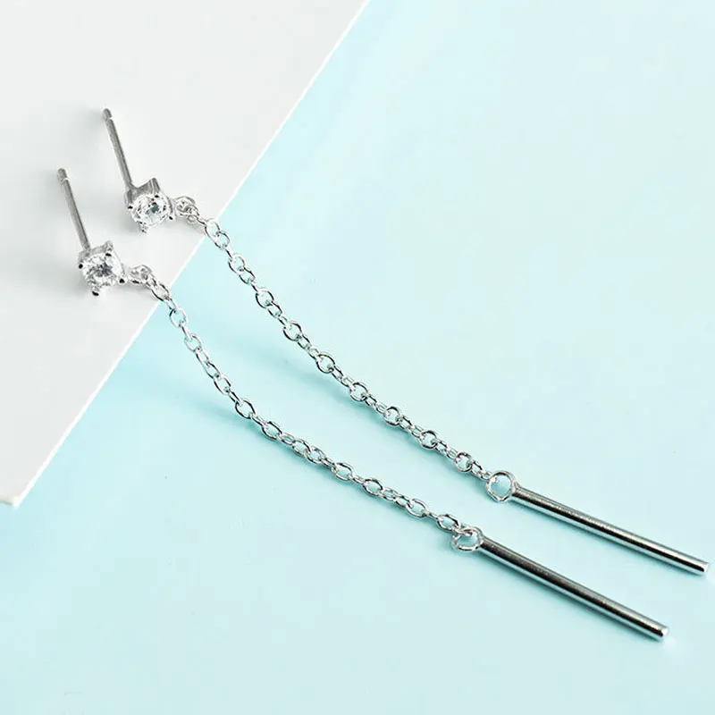YPAY Korean Style Long Tassel Drop Earring for Ladies Girls 100% Original 925 Sterling Silver Ear Needle Fine Jewelry YME215 | Украшения и