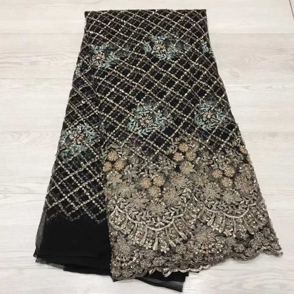 2019 Лучшее качество оптовой торговли африканской тяжелой французской каменной кружевной ткани вышивки сетки ручной работы материал для свадьбы или вечеринки.