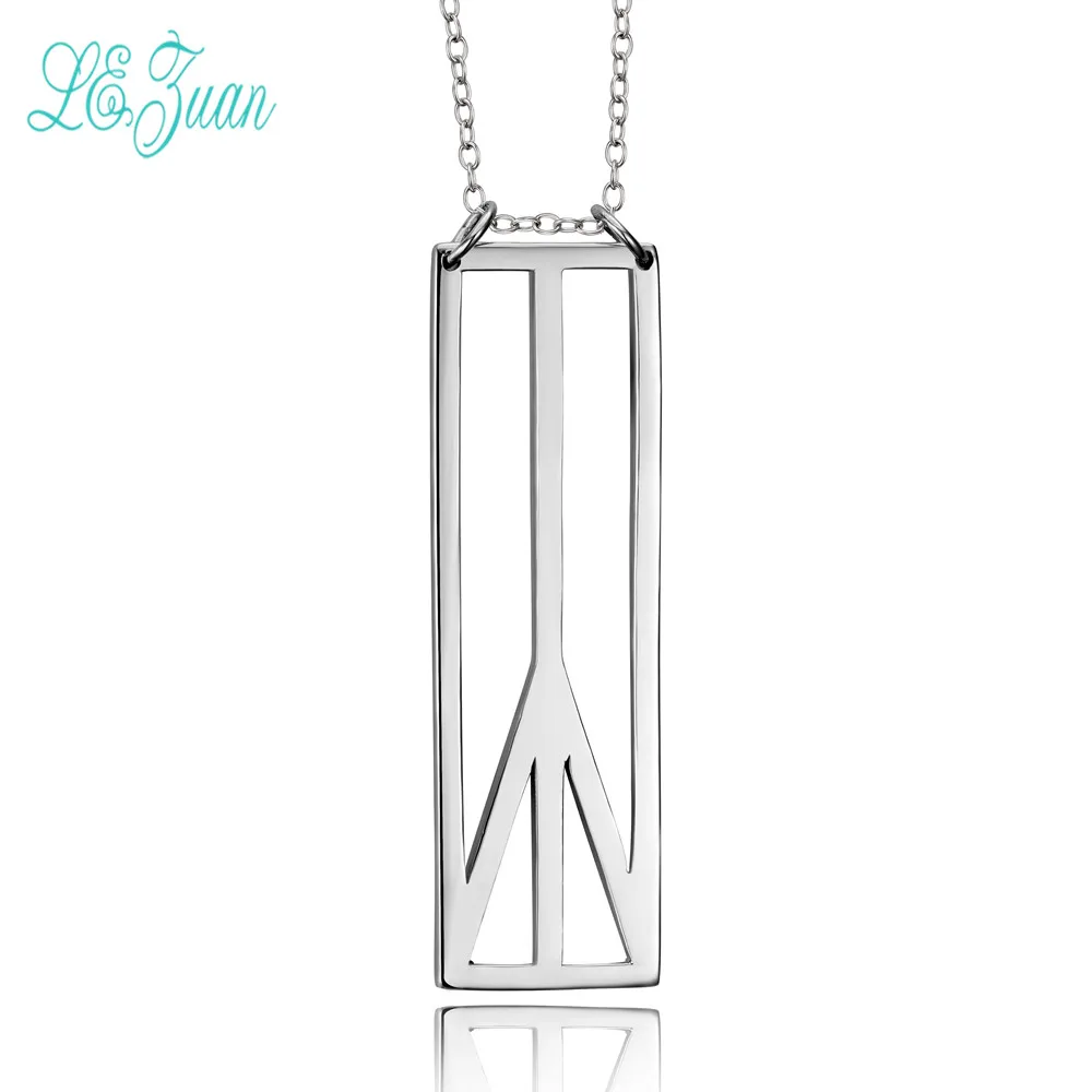 

l&zuan Pendants Necklace Women Fine Jewelry Sterling S925 Silver Lucky Prayer White Gold-Color Cubic Zirconia Chain Necklace