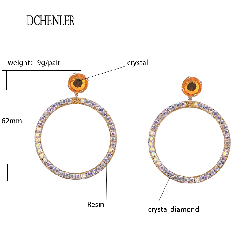 DCHENLER Oorbellen большая серьга Brinco круглые серьги женские хрустальные ювелирные