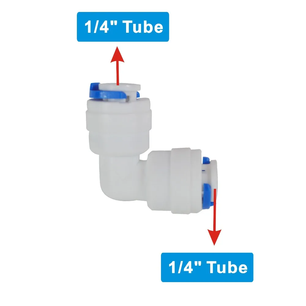 100 PACK OF Quick Connectors 1/4" Union Elbow Fitting Connection for Water Filters and RO Reverse Osmosis Systems |