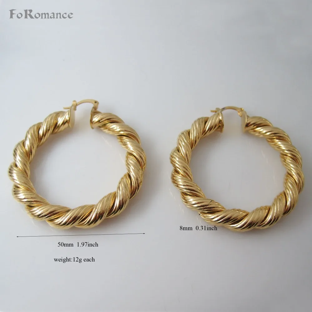 TWIST YELLOW GOLD GP OVERLAY FILL латунный большой круглый обруч 50 мм 1 97 дюйма и 40 57 Ширина