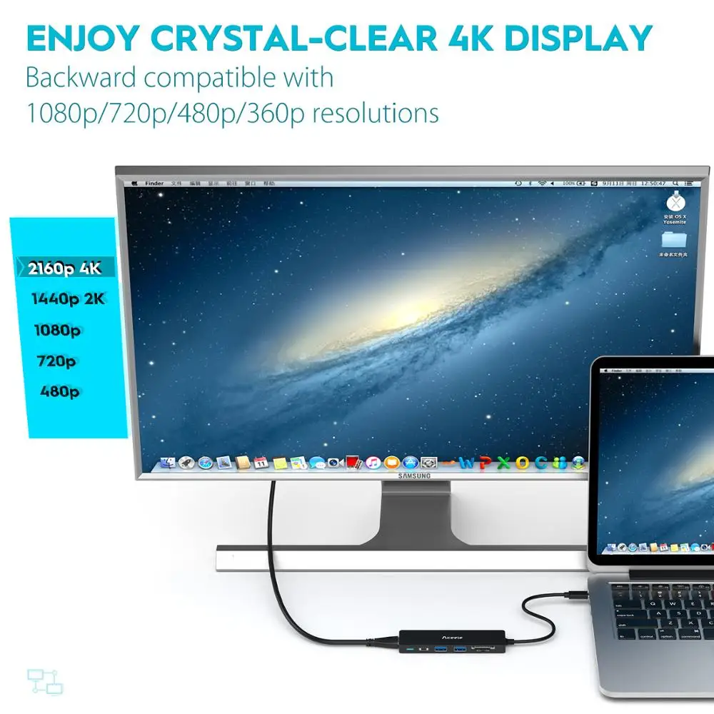 Aceele USB C концентратор usb type до 4K HDMI 3 0 питание доставка карт ридер конвертер для Macbook