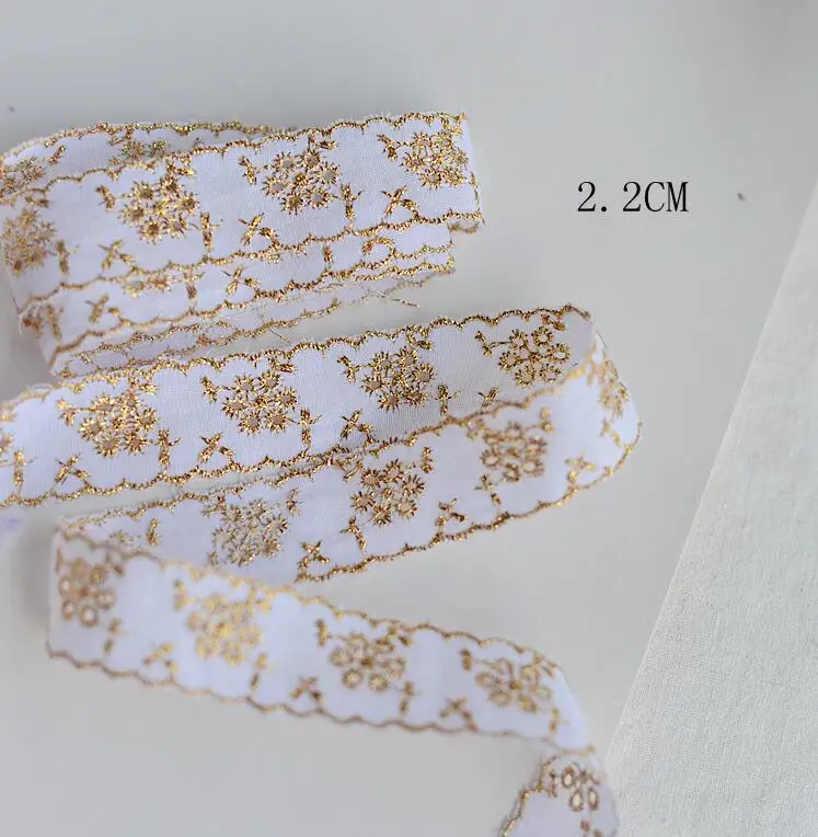 5 метров белые с золотом хлопковые кружевные планки DIY Домашняя одежда края обертывание вышивка хлопок лента хлопок материал