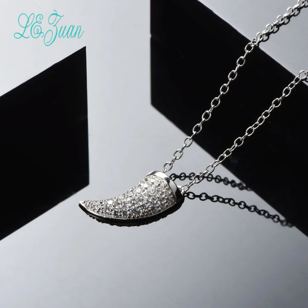 Женское ожерелье с кулоном в виде рога носорога из серебра 925 пробы|fine jewelry|sterling