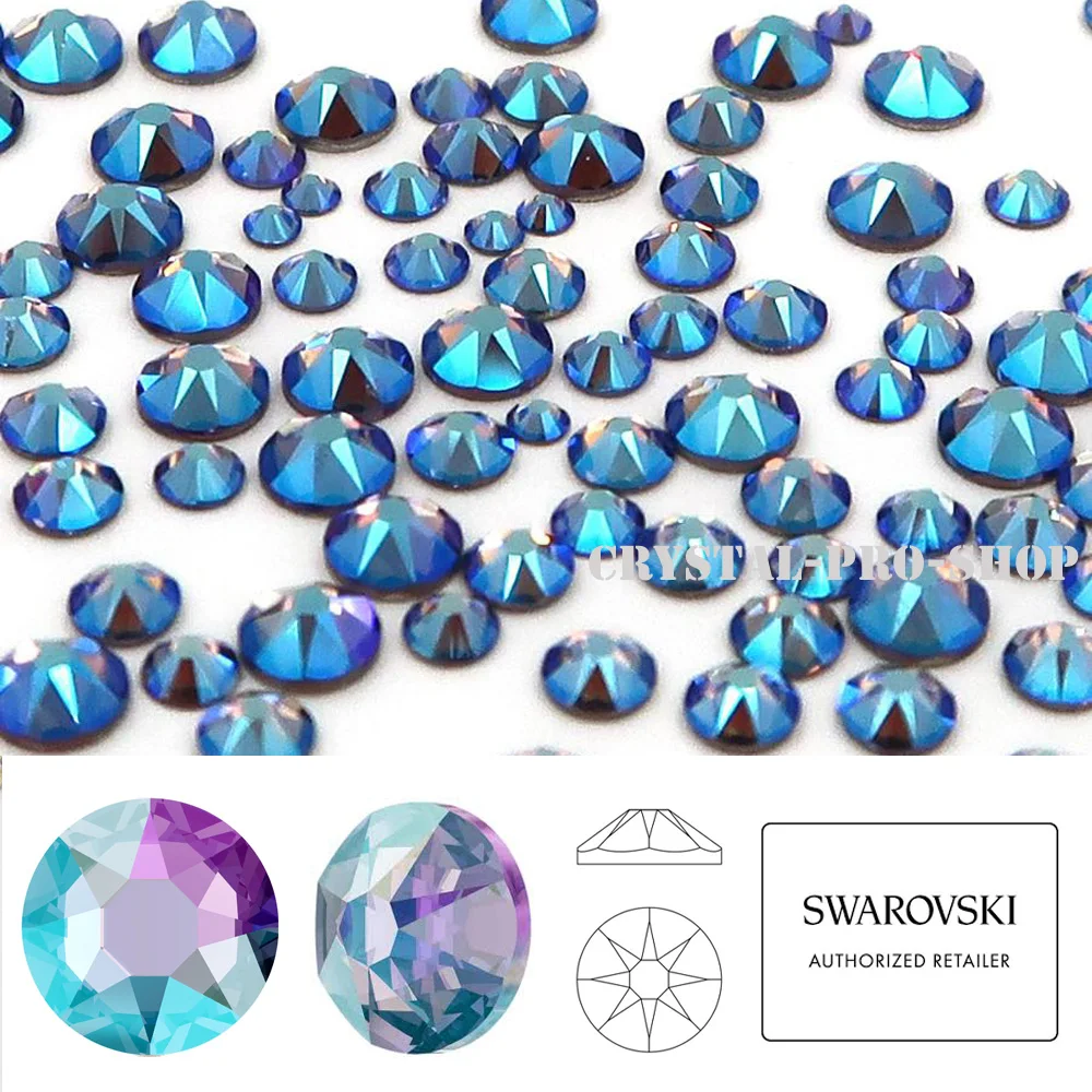 Танзанитовые мерцающие Стразы с кристаллами Swarovski ( ss5 ss30) (без горячей фиксации)