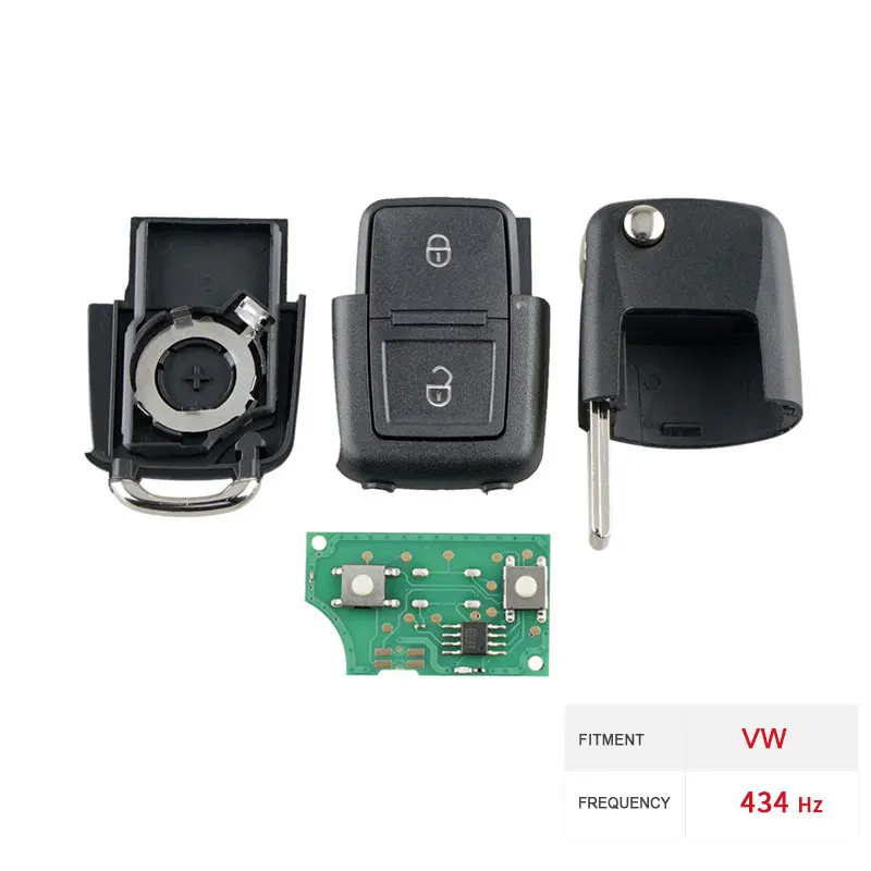 Dzanka 2 Buttons Remote Car Key for Golf 4 5 Passat b5 b6 pole Touran 434 MHz ID48 Chip 1J0 959 753 AG&amp Transponder Chip&amp Uncut |