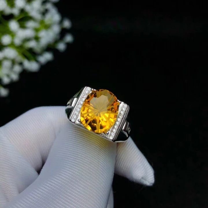 Кольцо KJJEAXCMY boutique jewelryar из серебра 925 пробы с натуральным Цитрином|Кольца| |