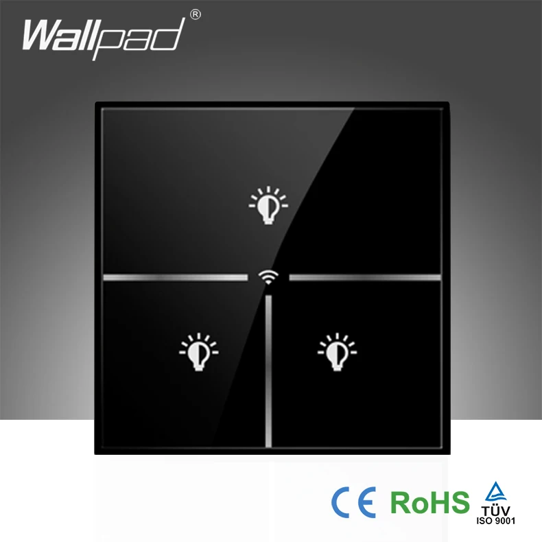 Лидер продаж Настенный Беспроводной Выключатель Wallpad из черного хрустального